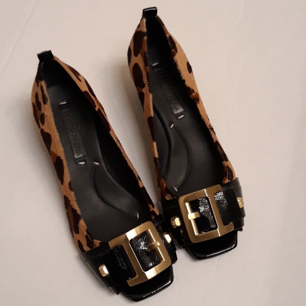 BCBG Maxazria/Leapord Print/Calf Hair/ Wedge Heels